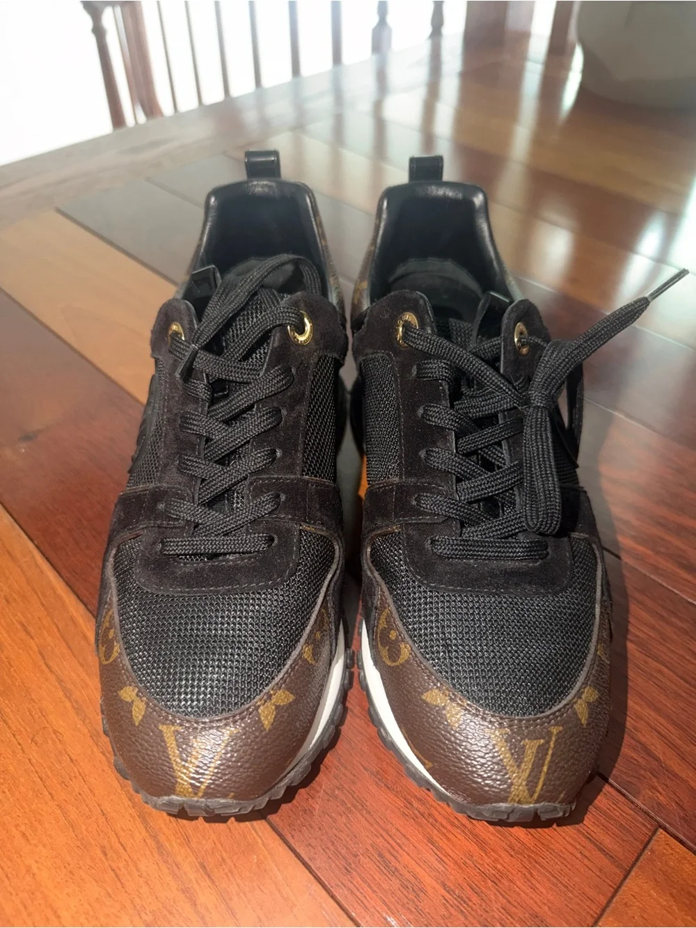 Louis Vuitton Black and Brown Monogram Wedge Sneakers